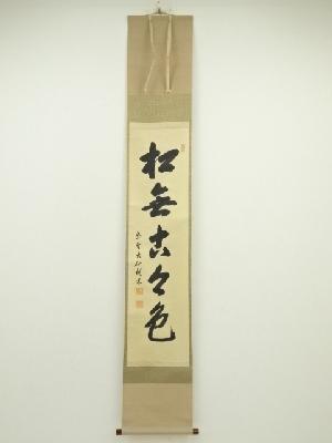 大徳寺　尾関桃林筆　「松無古今色」一行書　肉筆紙本掛軸（共箱）
